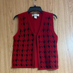Vintage Crystal Kobe Red and Black Women's Vest 100% wool!!